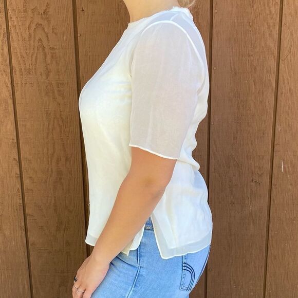 🍄 VINCE 100% Silk Sheer White Blouse Tank Top - Picture 4 of 9